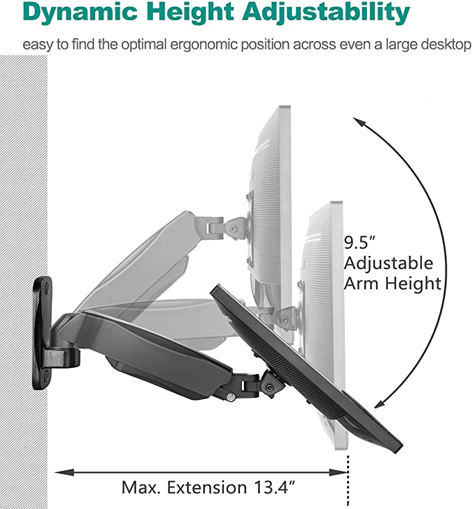 Computer Wall Mount Monitor Arm Fits 1 Screen up to 32 inch
