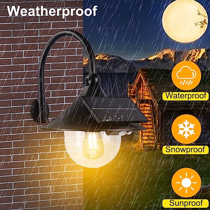 Motion Sensor Solar Wall Sconces Rustic Vintage Chicken Coop Light Waterproof