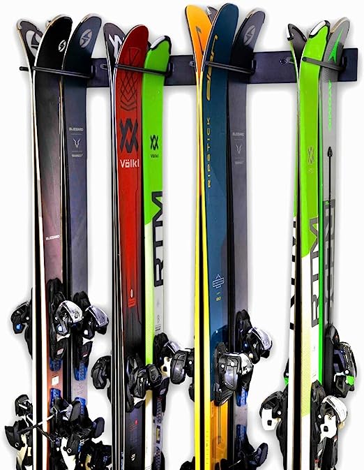 Ski Wall Storage Rack, Holds 8 Pairs, Steel Home and Garage Skis Mount
