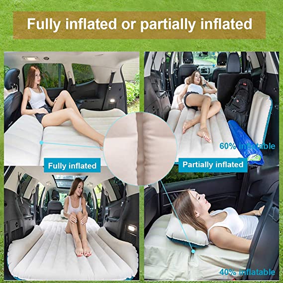 SUV Air Mattress Thickened and Double-Sided Flocking Travel Camping Bed Dedicated Mobile Cushion Extended Outdoor for Back Seat 4 Bags