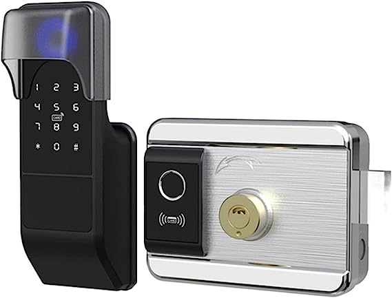 Digital Password Double-Sided Fingerprint Electronic Rim Lock for Outdoor Iron Gate Door