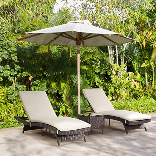 Outdoor Pool Lounge Chair Set for Patio Poolside Backyard Porch