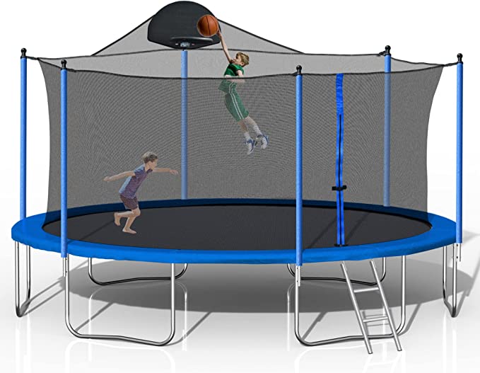 MACHOME 14FT Trampoline for Adults & Kids with Basketball Hoop
