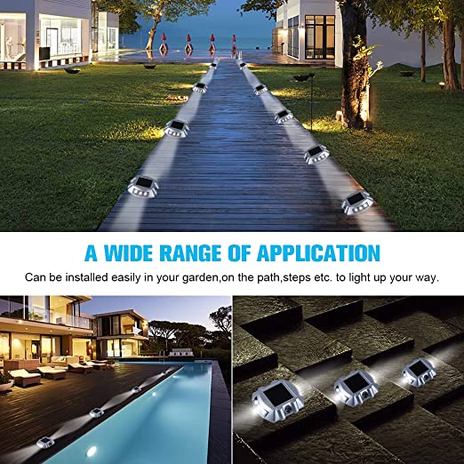 12-Pack Led Wireless IP67 Waterproof Outdoor Warning Step Lights for Driveway Sidewalk Garden Pathway Yard