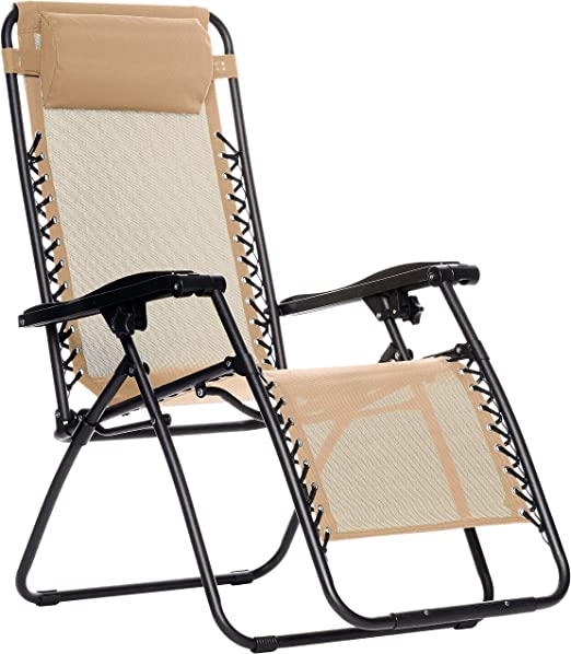 Outdoor Textilene Adjustable Zero Gravity Folding Reclining Lounge Chair with Pillow