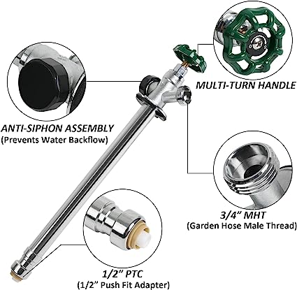Anti Siphon sillcock, Outdoor Garden Faucet Spigot with Backflow Preventer