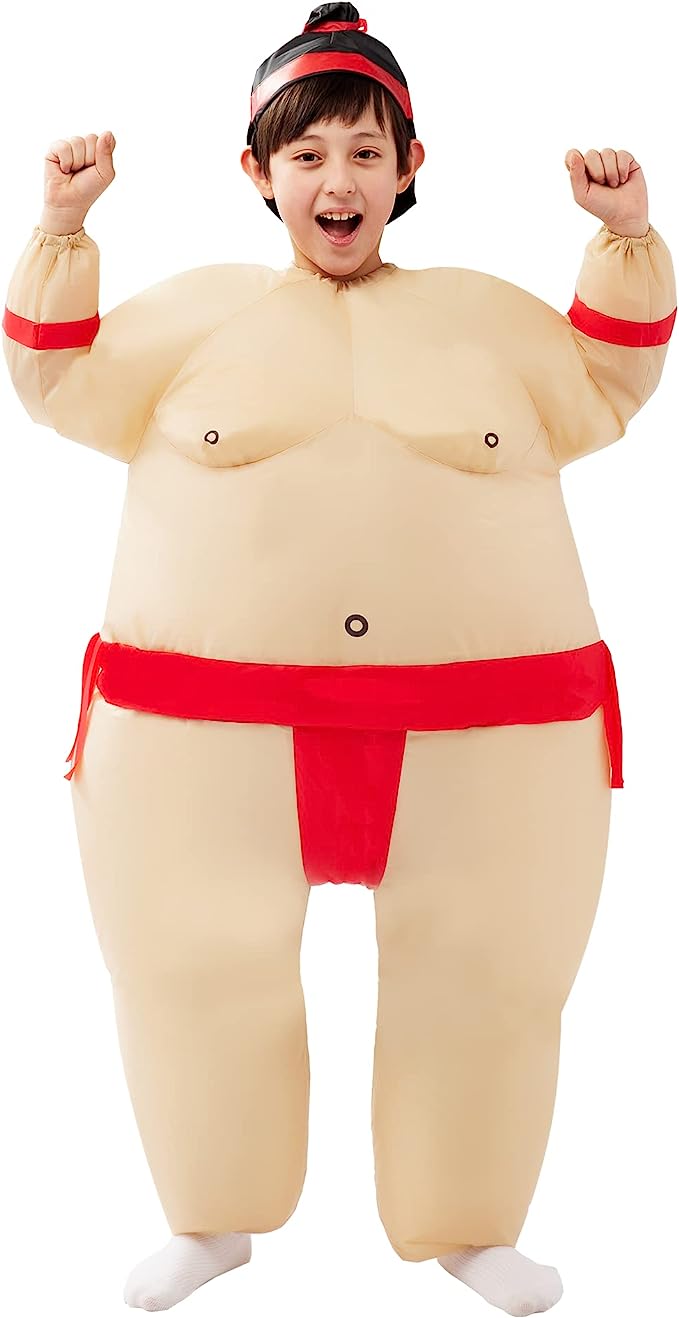 Halloween Inflatable Costume for Kids Funny Sumo Costume Full-Body Air Blow Up Costumes  Sumo Suit
