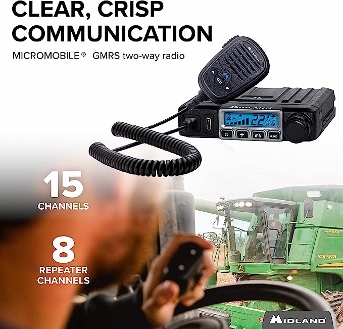 15 Watt GMRS MicroMobile Two Way Radio - Off Roading Outdoor Farm Radio