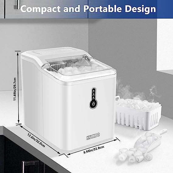 Portable Ice Maker Machine with Ice Scoop and Basket
