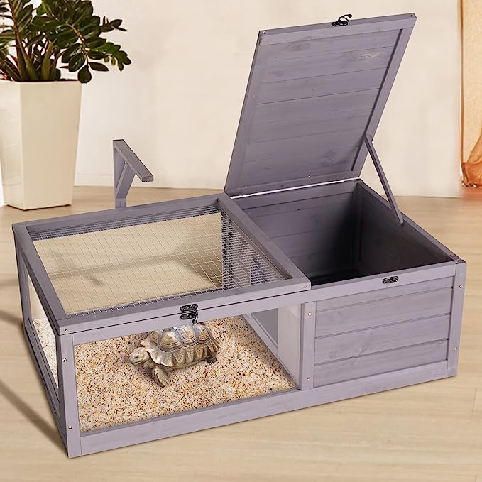 Indoor Tortoise Enclosure Outdoor Reptile Cage with Waterproof Tray