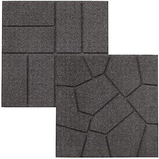 Dual Sided Rubber Paver Tile - 16" X 16" X 3/4" (Gray, 8 Tiles)