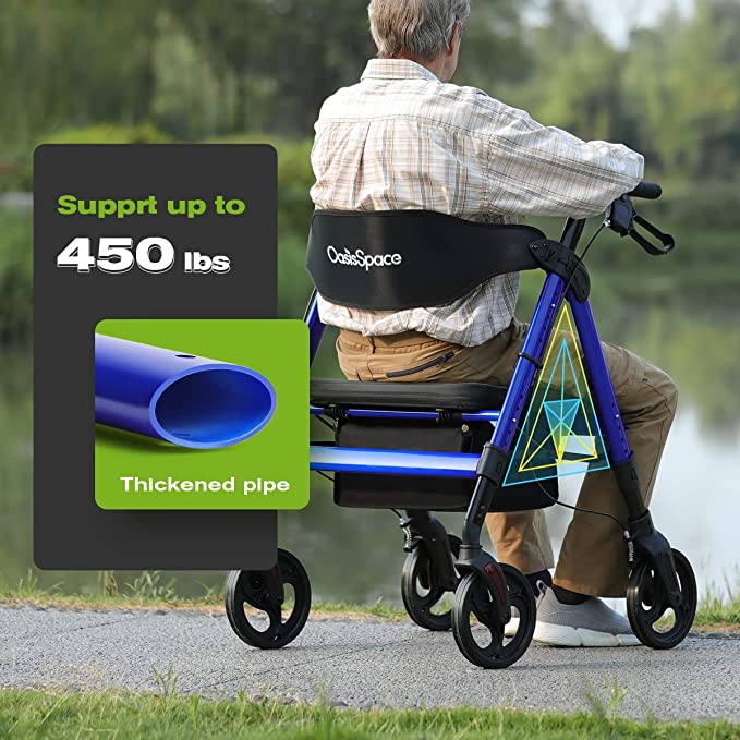 Heavy Duty Rollator Walker - Bariatric Rollator Walker with Large Seat