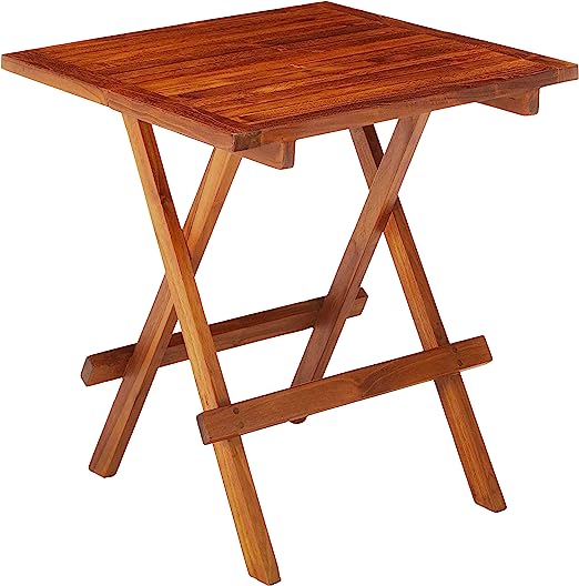 Ravinia Folding Teak Small Table, Oiled Finish Brown