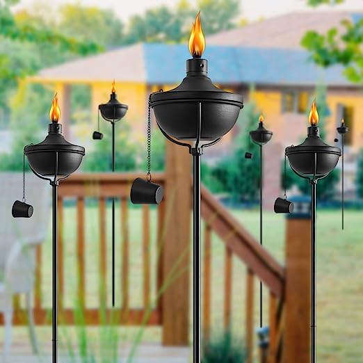 24 Oz Home Garden Torch Set of 6, Outdoor Metal Torch Garden Décor