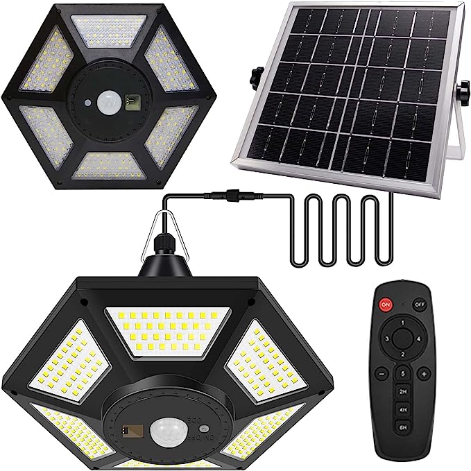 Motion Detection Solar Pendant Light,180LED Bright Solar Light for Yard, Garage, Chicken coop