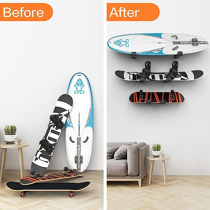 Snowboard Display Rack, Snowboard Wall Hanger for Home Garage Wall Mount Storage