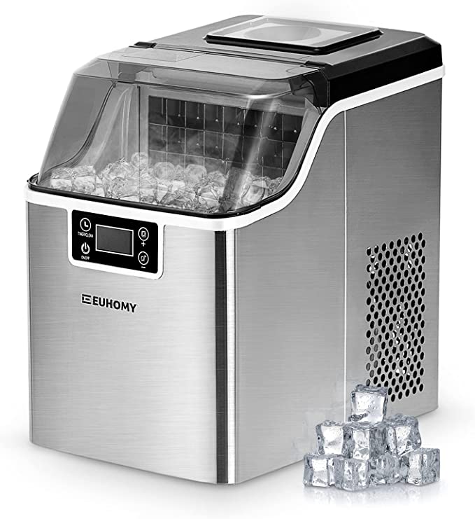 Self-Cleaning Portable Compact Ice Cube Maker with Ice Scoop & Basket