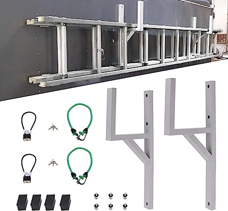 2pcs Universal Cargo Aluminum Side Mount Ladder Racks Fit for Enclosed Trailer Exterior or Interior Side Wall