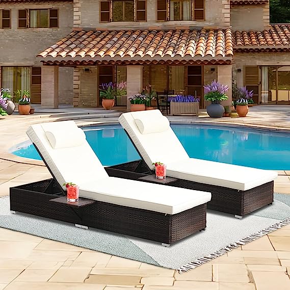 Outdoor Patio Lounge Recliner Chair with Adjustable Backrest