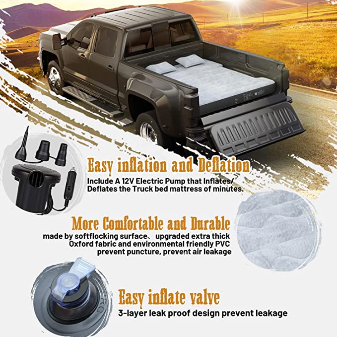 Inflatable Truck Bed Air Mattress for Full Size Short Truck Beds