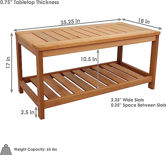 Meranti Wood Outdoor Coffee Table with Teak Oil Finish