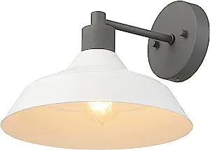 Outdoor/Indoor Wall Sconce, Matte White, Graphite Accents, Textured Socket Detail