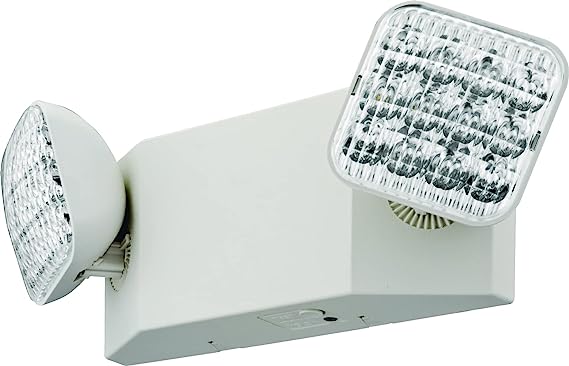 Lighting EU2C M6 Emergency Light with 2 LED Lamps, Square, Ivory White