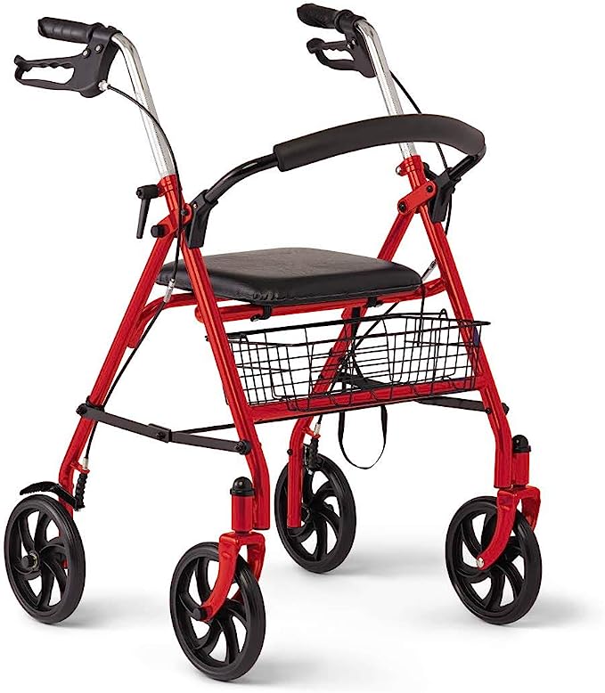 Steel Rollator Walker with 8 Inch Wheels, Folding Rolling Walker