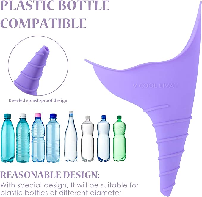 2 Pack Reusable Silicone Portable Lady Urinal Pee Funnel Pee Urine Cups Standing Up Camping Outdoor
