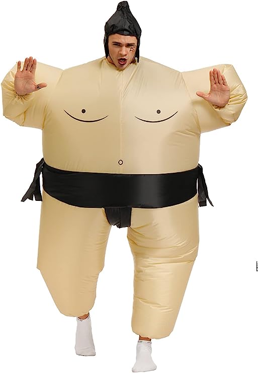 Inflatable Sumo Wrestling Fat Costume Halloween Cosplay Blow Up Fancy Suit,Adult and Children Size