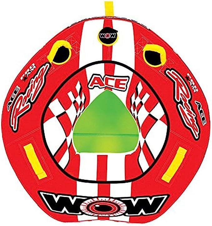 Wow World of Watersports Ace Racing Ski Tube Towable, 1 Person and Tow Rope Bundle