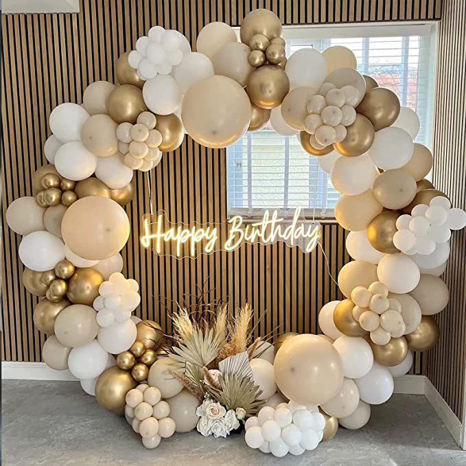 White Nude Balloons with Metallic Chrome Gold Latex Balloons