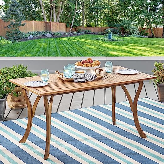 Home Hermosa Acacia Wood Rectangular Table, Teak Finish