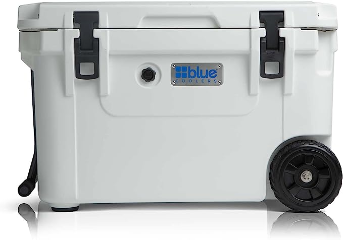 This versatile ice chest is ideal for camping, beach trips, outdoor activities, family barbecues, or simply keeping your drinks cold on the porch. It features innovative cooler elements such as non-skid feet, a lockable lid, a freezer-style gasket, sure-grip handles, rapid drain system, and more. With a 60-quart capacity, this beach cooler keeps your food and drinks freezing cold during ocean getaways.
