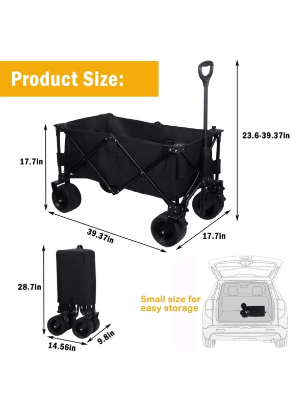 Heavy-Duty Folding Wagon with Large Wheels Collapsible and Portable for Beach, Garden, and Utility Use - Image 3
