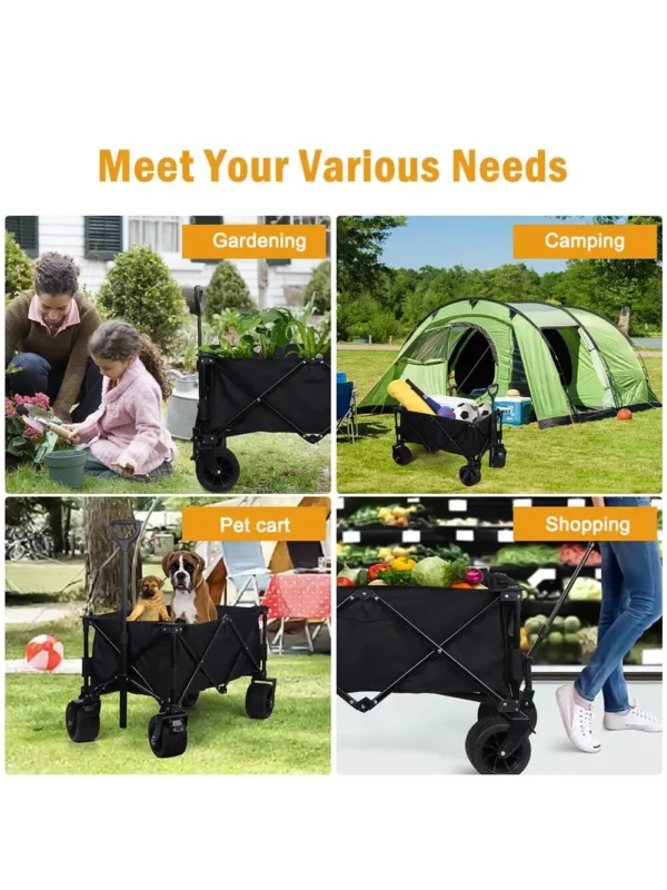 Heavy-Duty Folding Wagon with Large Wheels Collapsible and Portable for Beach, Garden, and Utility Use - Image 5