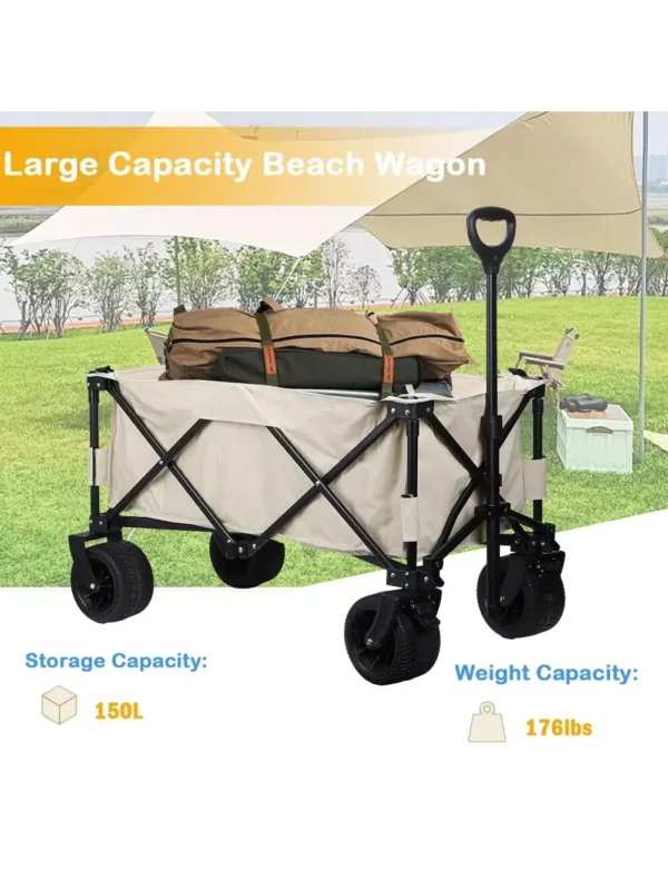 Heavy-Duty Folding Wagon with Large Wheels Collapsible and Portable for Beach, Garden, and Utility Use - Image 6