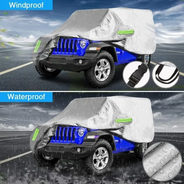 Full Surround Protector Cover for Jeep Wrangler 2/4 Doors 1987-2019 JK JL YJ TJ - Waterproof and Windproof 190T Car Cover for Rain and Dust - Image 2