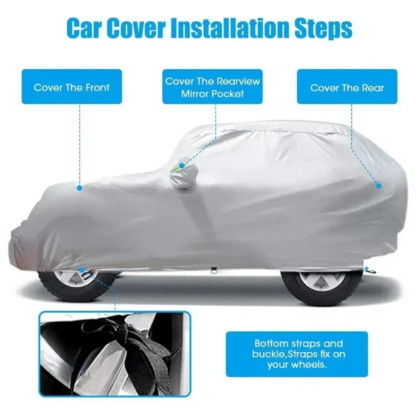 Full Surround Protector Cover for Jeep Wrangler 2/4 Doors 1987-2019 JK JL YJ TJ - Waterproof and Windproof 190T Car Cover for Rain and Dust - Image 4