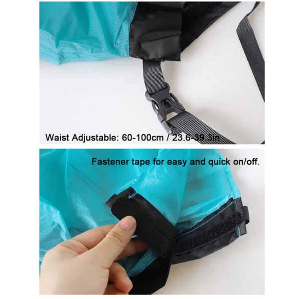 Ultra-Light Rain Skirt for Women - 15D Nylon Waterproof Kilt Pants with Storage Pouch - Ideal for Cycling, Camping, and Hiking Adventures - Image 4