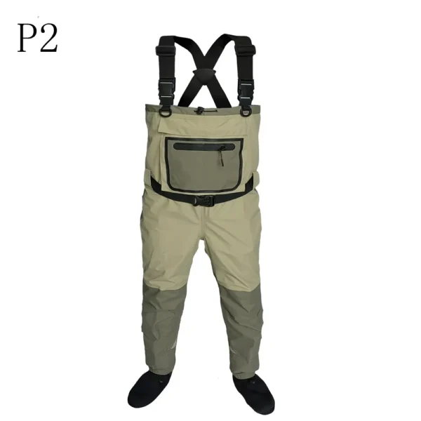 Quick-Dry Waterproof Breathable Fisherman Raincoat with Neoprene Foot - Ideal for Fly Fishing, Rafting, Hunting - Suitable for Children to Adults - Image 3