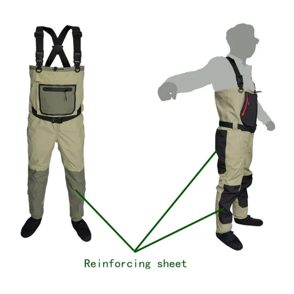 Quick-Dry Waterproof Breathable Fisherman Raincoat with Neoprene Foot - Ideal for Fly Fishing, Rafting, Hunting - Suitable for Children to Adults - Image 5