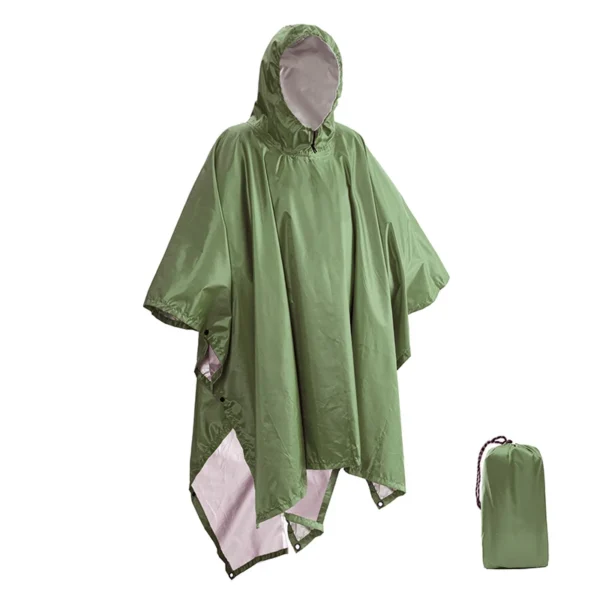 Multifunctional 3-in-1 Waterproof Rain Poncho for Men and Women - Hooded Reusable Rain Coat for Outdoor Camping - Image 2