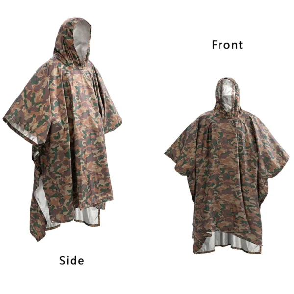 3-in-1 Raincoat - Hooded Rain Cover for Backpack, Ideal for Hiking, Cycling, Outdoor Camping - Waterproof Poncho and Tent Mat - Men's Rain Poncho