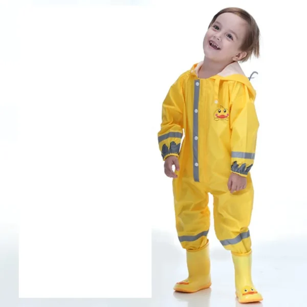 Hooded Toddler Rain Coat Jumpsuit - Adorable Cartoon Design for Boys and Girls - One-Piece Waterproof Rain Gear Suit - Suitable for Kids Ages 2-8 Years - Image 3
