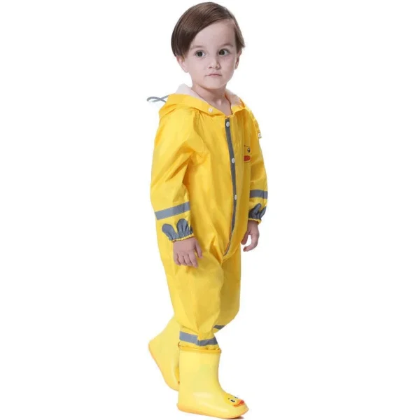 Hooded Toddler Rain Coat Jumpsuit - Adorable Cartoon Design for Boys and Girls - One-Piece Waterproof Rain Gear Suit - Suitable for Kids Ages 2-8 Years - Image 4