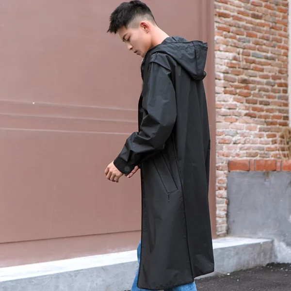 Long Black Waterproof Raincoat - Thickened EVA Raincoats with Hood for Adults - Ideal for Outdoor Hiking, Travel, Fishing - Men's and Women's Rain Poncho - Image 4