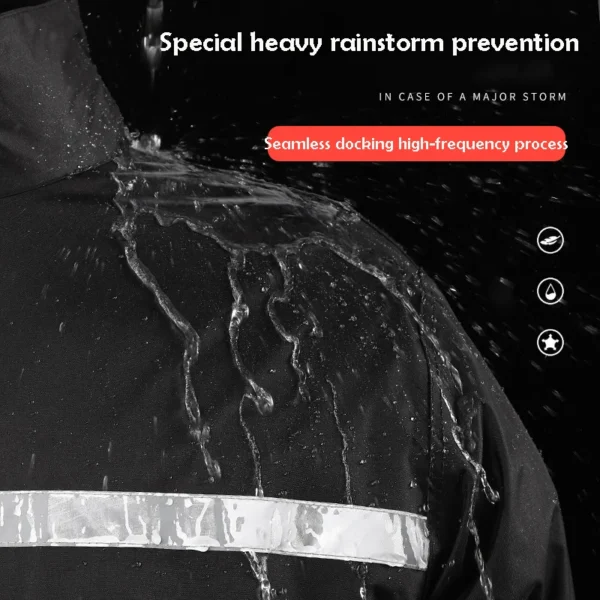 Double Layer Double Pocket Men's Rain Poncho - Black Outdoor Rainwear Waterproof Jacket and Pants Set for Father - Image 2