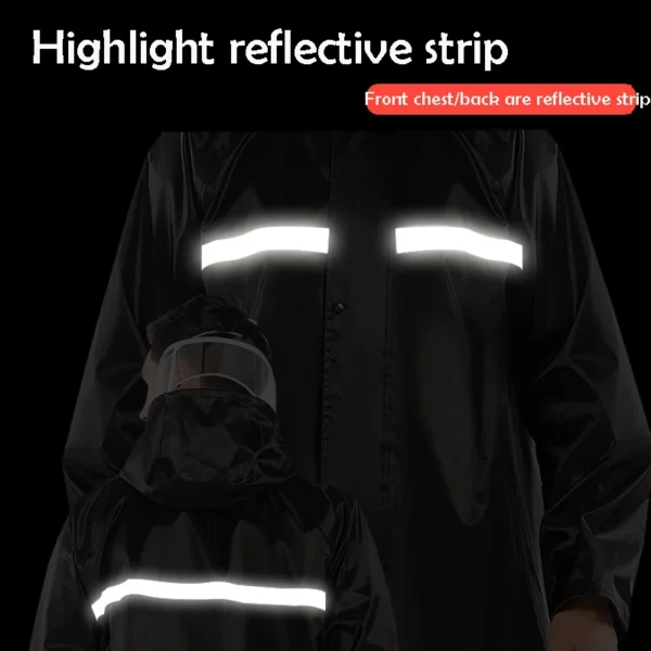 Double Layer Double Pocket Men's Rain Poncho - Black Outdoor Rainwear Waterproof Jacket and Pants Set for Father - Image 3