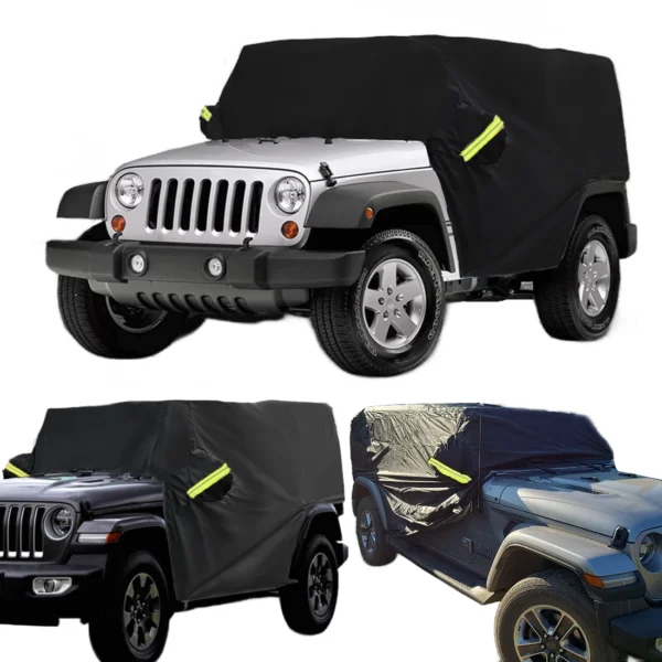 Outdoor Waterproof 210D Oxford Half Protector Cover - Car Cab Covers for Jeep Wrangler JK JL Hardtop 2/4 Doors 2007-2021 - Rain-Resistant Jeep Cover - Image 4